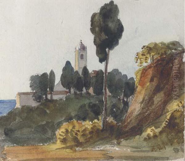 A Church Near Savona Oil Painting by Harriet Cheney