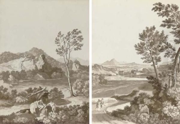 A Sketchbook Of Forty Drawings 
Of Sicilian And Neapolitan Subjects(vol. Viii) Including Views Of: 
Paestum; Near Cefalu; Cyclopeanislands; Mount Etna; The Casa Inglesa On 
Mount Etna; In The Boscoon Mount Etna; The Fontana D'ulisse Near 
Catania; The Oil Painting by Harriet Cheney