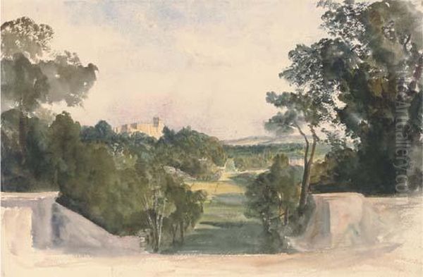 A View Of Shrubland Hall Oil Painting by Harriet Cheney