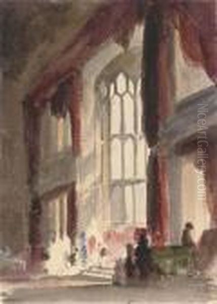 The Great Hall At Fawsley Oil Painting by Harriet Cheney