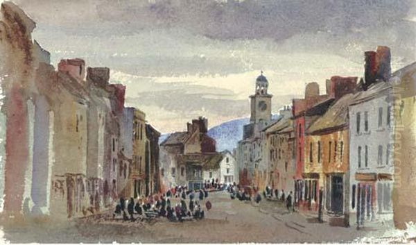 Carrick From The Inn (illustrated); And Galway's Castle Oil Painting by Harriet Cheney