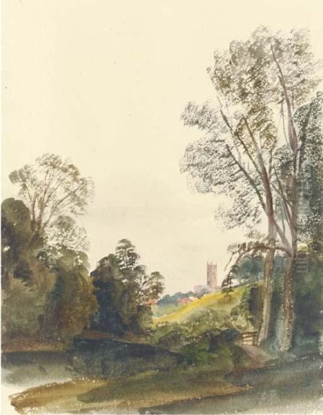 View Of Ludlow, Shropshire Oil Painting by Harriet Cheney