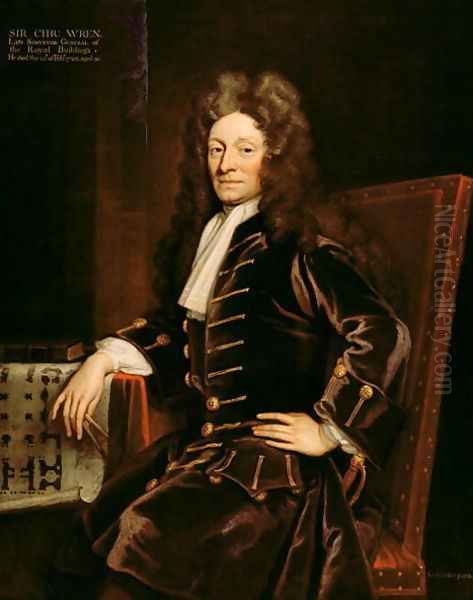 Portrait of Sir Christopher Wren 1632-1723 Oil Painting by Sir Godfrey Kneller