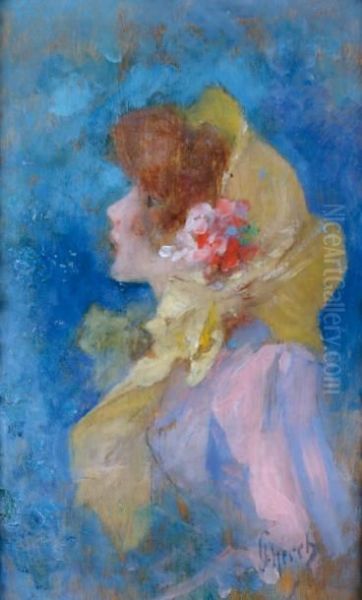 Jeune Fille De Profil Oil Painting by Jules Cheret