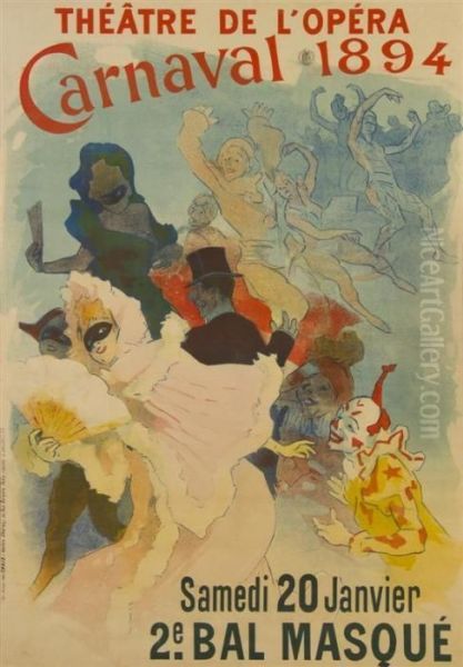 Theatre De L'opera/carnaval Oil Painting by Jules Cheret