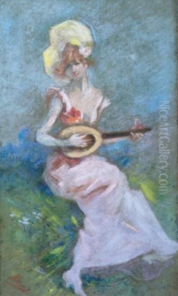 La Musicienne Oil Painting by Jules Cheret