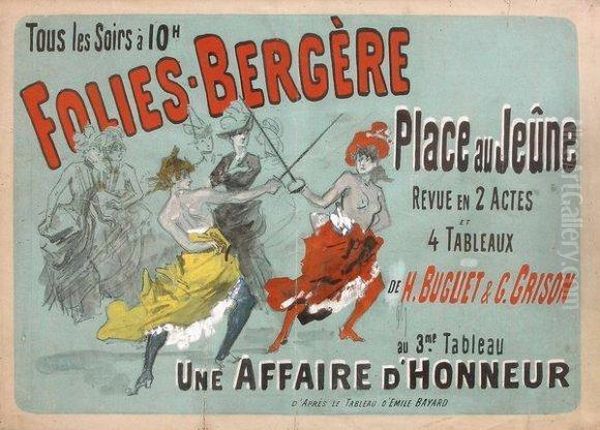  Folies Bergere-place Au Jeune-une Affaire D'honneur  Oil Painting by Jules Cheret