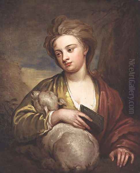 Portrait of Miss Voss as St Agnes Oil Painting by Sir Godfrey Kneller