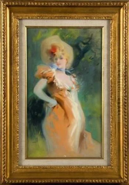 Elegante Au Chapeau Oil Painting by Jules Cheret