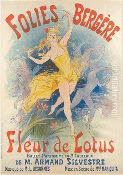 Folies Bergere/fleur De Lotus (b. 126) Oil Painting by Jules Cheret