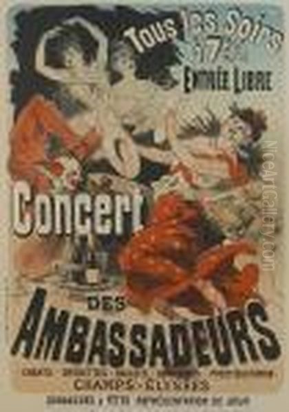 Concert Des Ambassadeurs, From Les Maitresde L'affiche Oil Painting by Jules Cheret