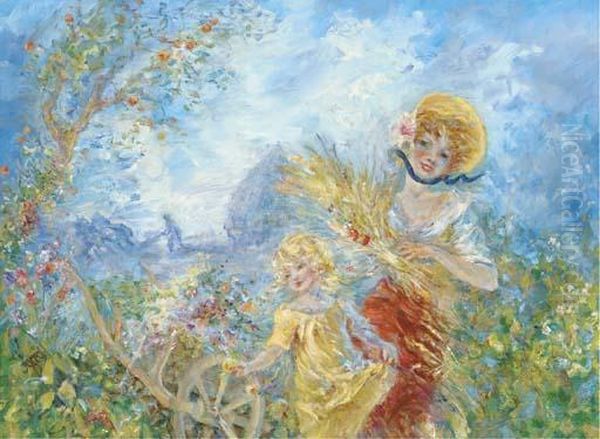 Dans Le Jardin Oil Painting by Jules Cheret