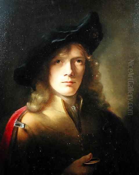 Portrait of a young Man holding a Medal Oil Painting by Sir Godfrey Kneller