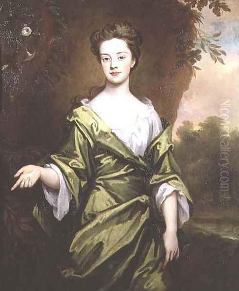 Portrait of a Girl in Green probably a marriage portrait Oil Painting by Sir Godfrey Kneller