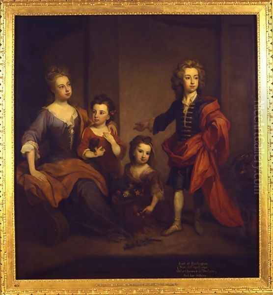 Portrait of Richard Boyle 3rd Earl of Burlington with his three sisters Elizabeth Juliana and Jane Boyle Oil Painting by Sir Godfrey Kneller