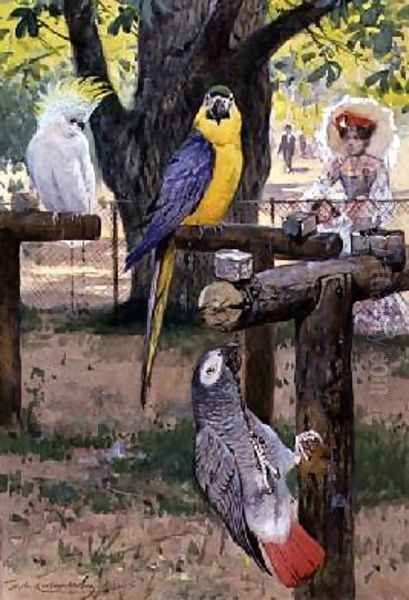 At the Zoo Oil Painting by Wilhelm Kuhnert