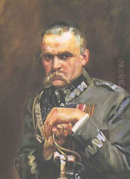 Portrait of Marshall Jozef Pilsudski Oil Painting by Wojciech Kossak