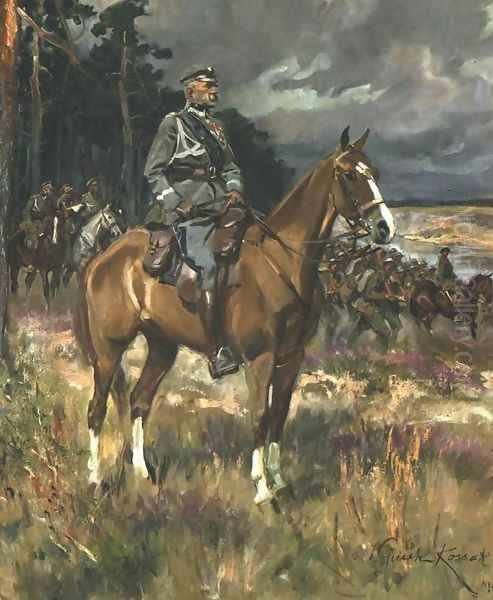 Pilsudski on Horseback Oil Painting by Wojciech Kossak