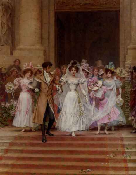 The Wedding, Church Of St. Roch, Paris Oil Painting by Frederick Hendrik Kaemmerer