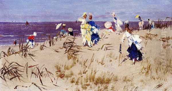 Elegant Women On The Beach Oil Painting by Frederick Hendrik Kaemmerer