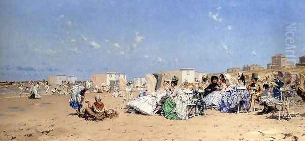 Beach At Scheveningen, Holland Oil Painting by Frederick Hendrik Kaemmerer