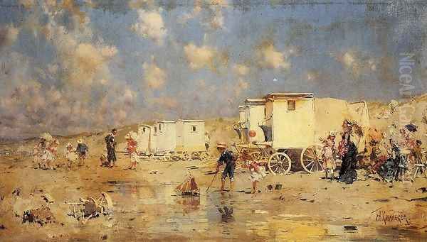 The Beach At Scheveningen, Holland Oil Painting by Frederick Hendrik Kaemmerer