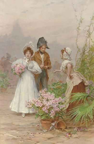 The Flower Seller Oil Painting by Frederick Hendrik Kaemmerer