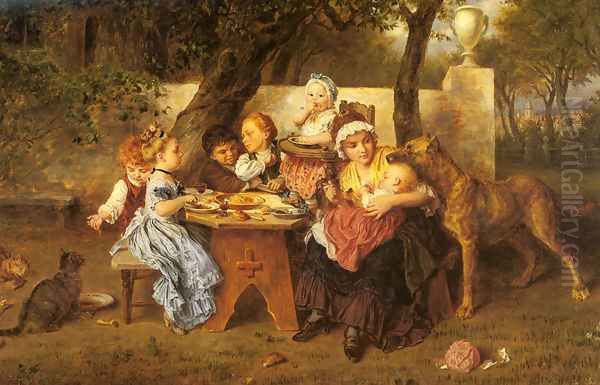 The Birthday Party Oil Painting by Ludwig Knaus