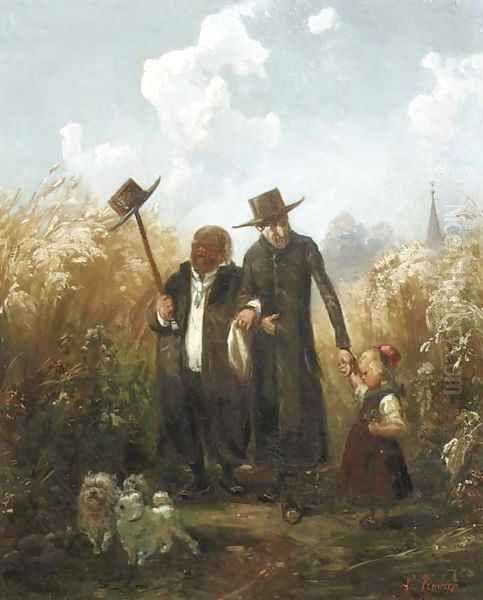 Der Spaziergang Oil Painting by Ludwig Knaus