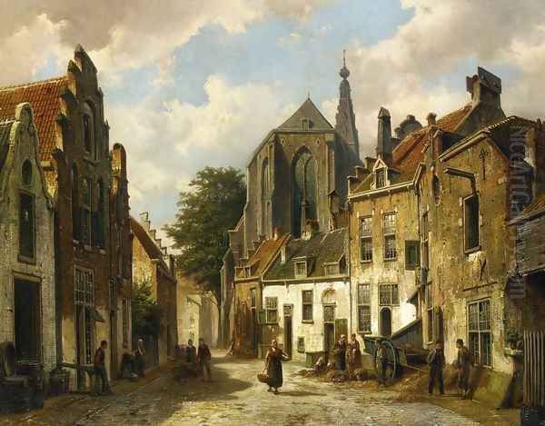 A Street Scene in Holland Oil Painting by Willem Koekkoek