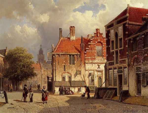 Town Square Oil Painting by Willem Koekkoek