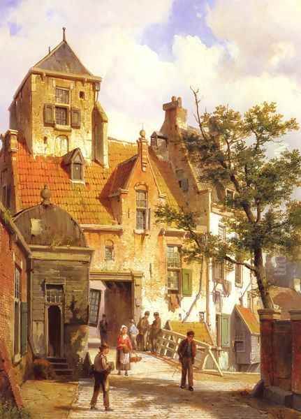 A Street Scene in Haarlem Oil Painting by Willem Koekkoek