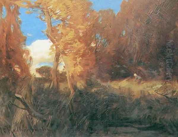 Autumn Forest Oil Painting by Roman Kochanowski