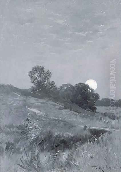 Moonrise Oil Painting by Roman Kochanowski