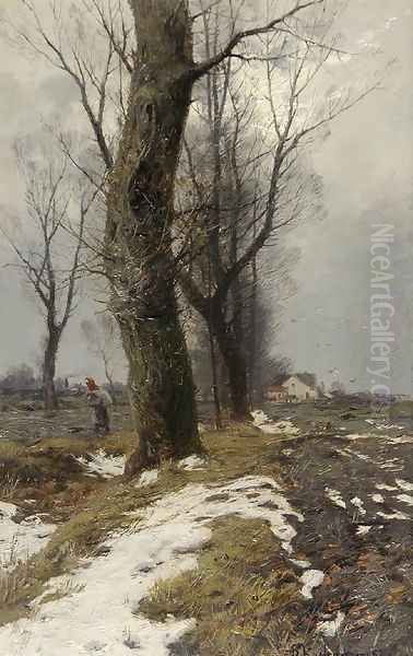 Winter Landscape II Oil Painting by Roman Kochanowski