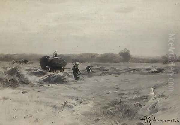 Haymaking Oil Painting by Roman Kochanowski