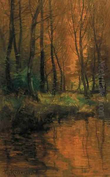 Forest in Autumn Oil Painting by Roman Kochanowski