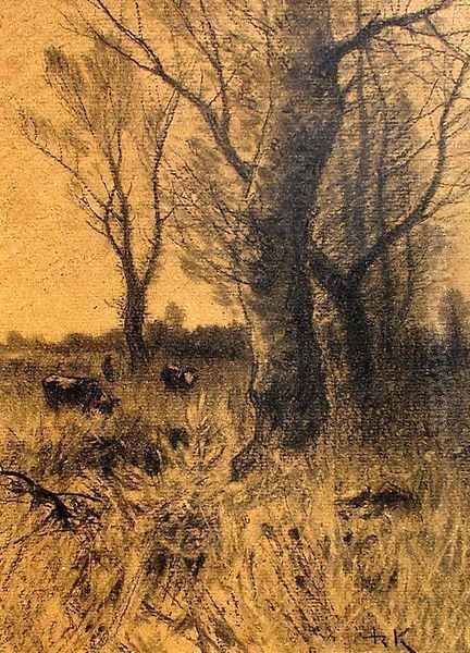 On a Pasture I Oil Painting by Roman Kochanowski