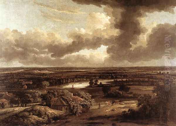 Dutch Landscape Viewed from the Dunes 1664 Oil Painting by Philips Koninck