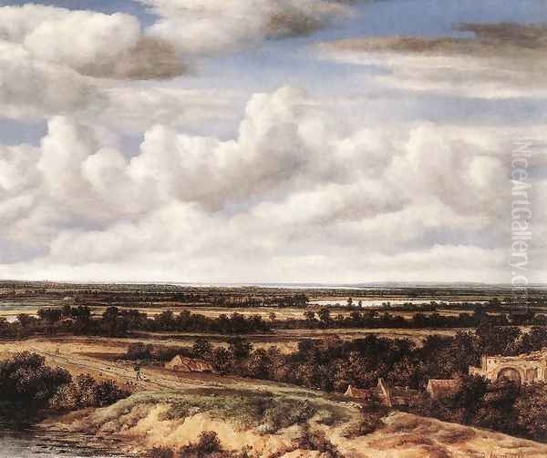 An Extensive Landscape with a Road by a Ruin 1655 Oil Painting by Philips Koninck