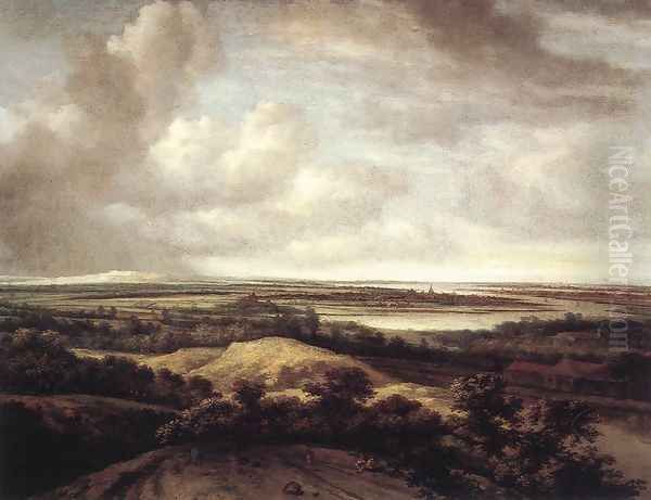 Panorama View of Dunes and a River 1664 Oil Painting by Philips Koninck