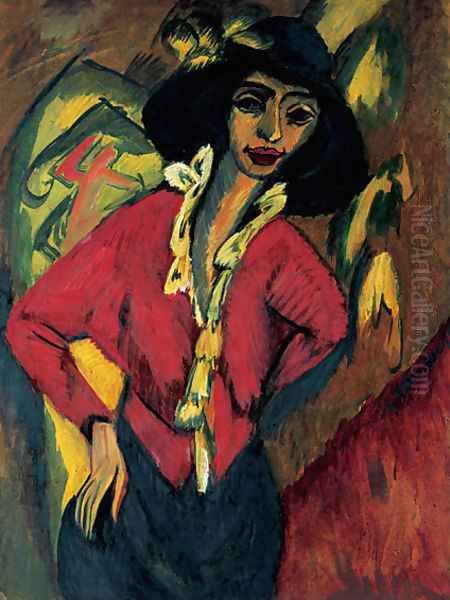 Gerda, Half-Length Portrait Oil Painting by Ernst Ludwig Kirchner