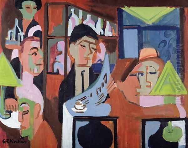 A Cafe in Davos Oil Painting by Ernst Ludwig Kirchner