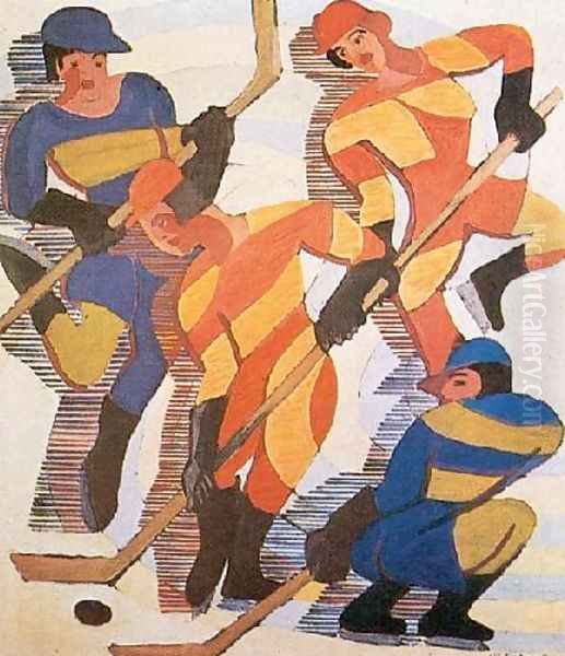 Hockey Players Oil Painting by Ernst Ludwig Kirchner