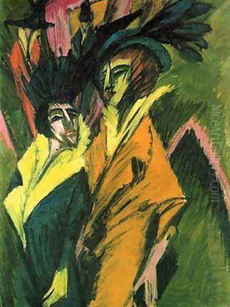 Two Women in the Street Oil Painting by Ernst Ludwig Kirchner