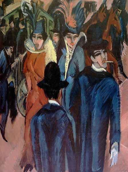 Street Scene in Berlin Oil Painting by Ernst Ludwig Kirchner