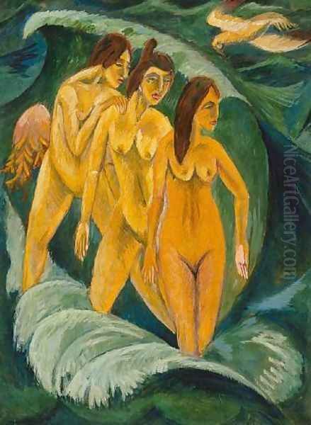 Three Bathers Oil Painting by Ernst Ludwig Kirchner