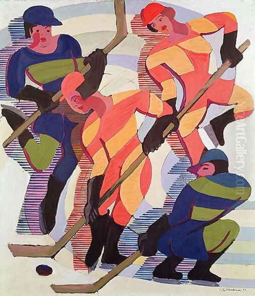 Hockey Players 2 Oil Painting by Ernst Ludwig Kirchner