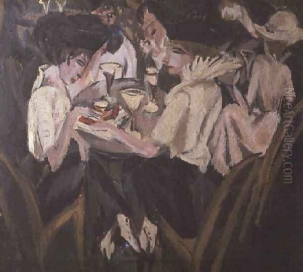 The Garden Cafe Oil Painting by Ernst Ludwig Kirchner