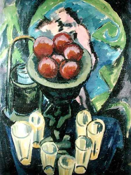 Still Life with Glasses Oil Painting by Ernst Ludwig Kirchner